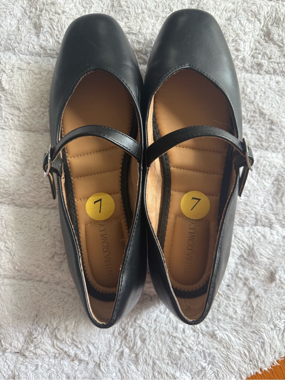 Cynthia Rowley Black Mary Jane Flats with Buckle Strap